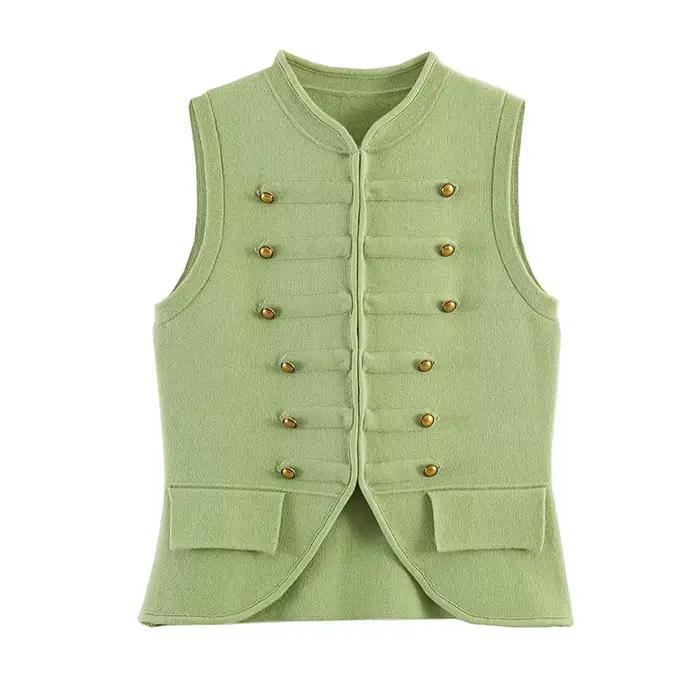 Gilets en tricot pour femmes, mode printemps, col rond, sans manches, décontractés, ajustés, hauts c