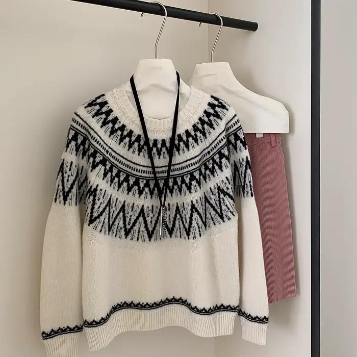 YTFidio 100% laine femmes col rond Fel Island modèle épaissir pull pull de luxe vêtements de créateu