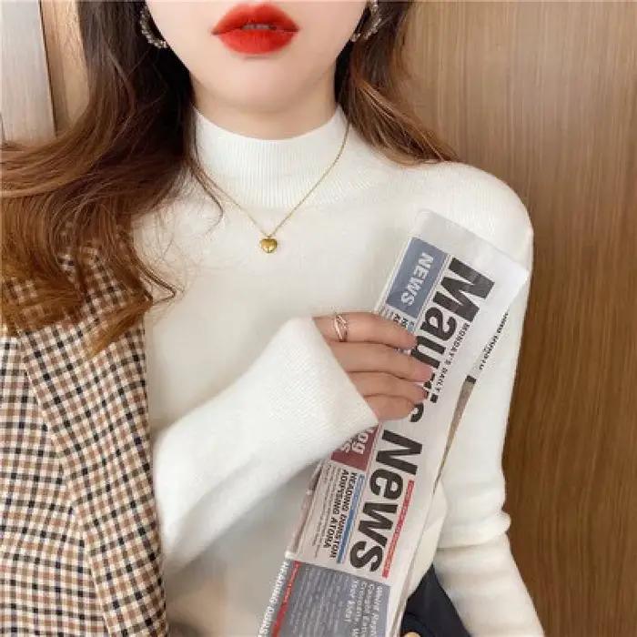 Pulls en cachemire pour femmes, pulls en tricot à fond élastique, pulls à col montant confortables, 