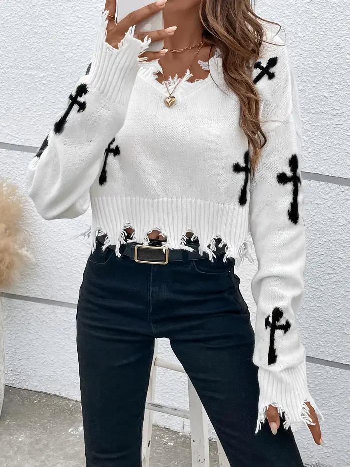 Gilet tricoté à manches longues pour femme, pull polyvalent, avec pompon perforé, nouvelle collectio