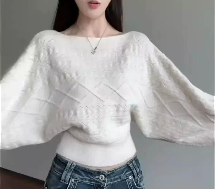 Pull en tricot pour femme, nouvelle collection automne-hiver 2026, style décontracté, épaules dénudé