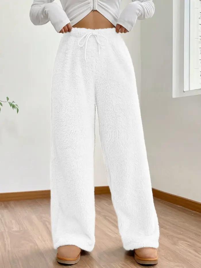 Pull femme nouveau automne et hiver couleur unie mode peluche pantalons décontractés ample confortab