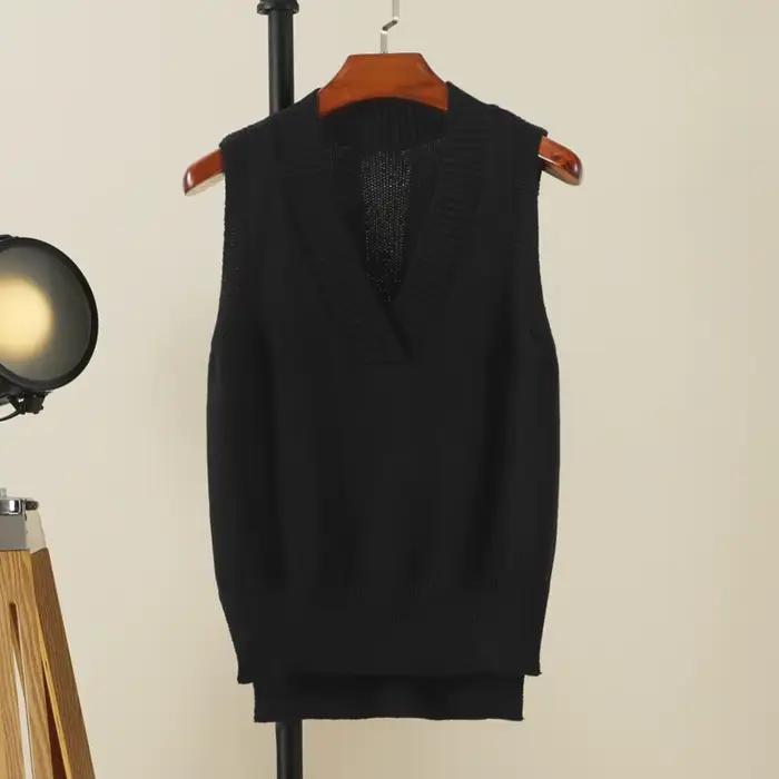 pull sans manches femme vetement tops sweats laine à tricoter vestes gilet oversize sweater women ko