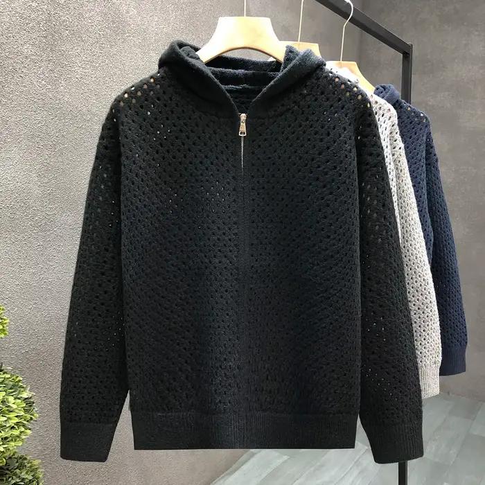 Nouveau pull Cardigan à capuche évidé, veste de Couple pour hommes de printemps et d'automne, haut v