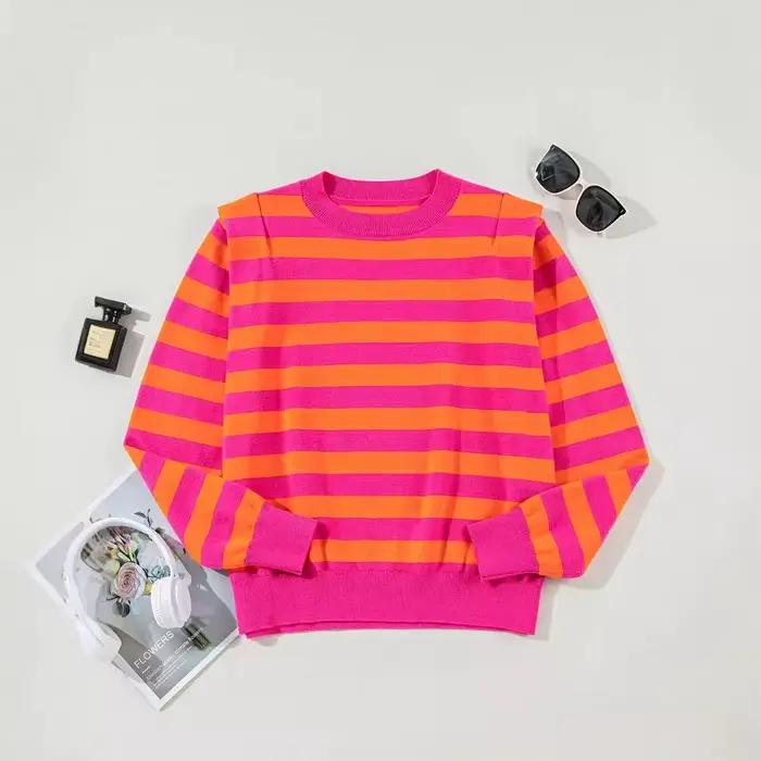 Pull tricoté rayé pour femmes, épaulettes, manches longues, mode hiver, nouveau Style, bloc de coule
