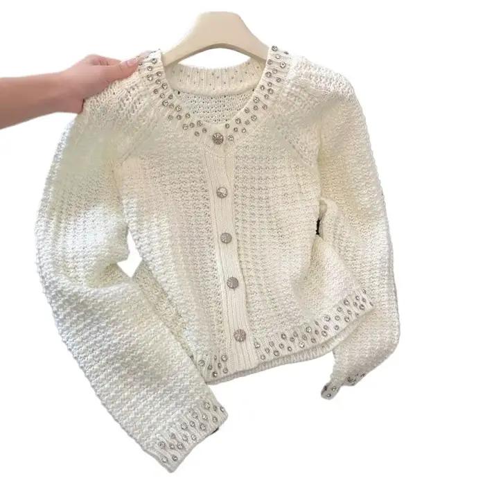 Cardigan en maille 2026 Printemps-Été Nouvelle Collection Couleur Unie Tendance Élégant Simple Polyv