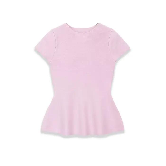 Pull-over tricoté élégant et décontracté pour femme, col rond, manches courtes, coupe ajustée, style