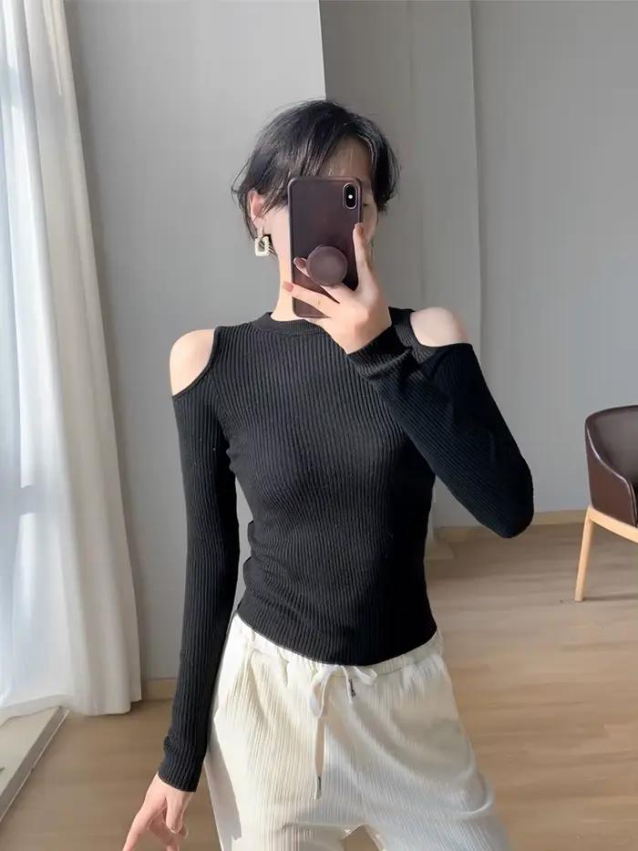 Mode chandails haut pour femme dames chandails ZOMETG automne pull à manches longues sous-vêtements 