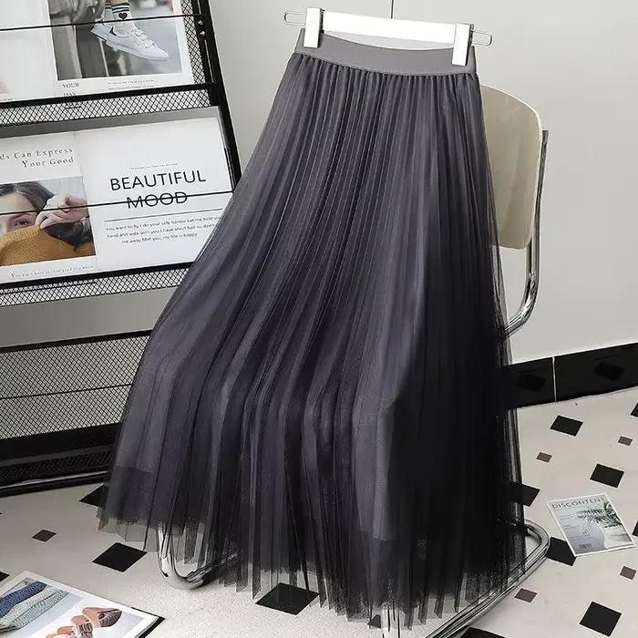 Jupe en maille plissée dégradée à taille élastique pour femmes, jupes douces assorties, vêtements dé