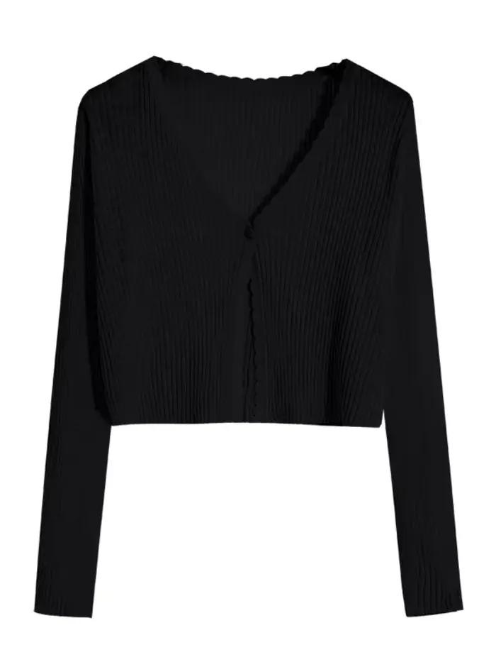 Cardigans pour femmes à manches longues, tricotés, unis, fins, pour le printemps, pulls courts, col 