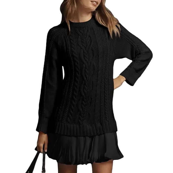 Pull tricoté torsadé décontracté pour femmes, épissure en mousseline de soie, nouvelle collection ​ 