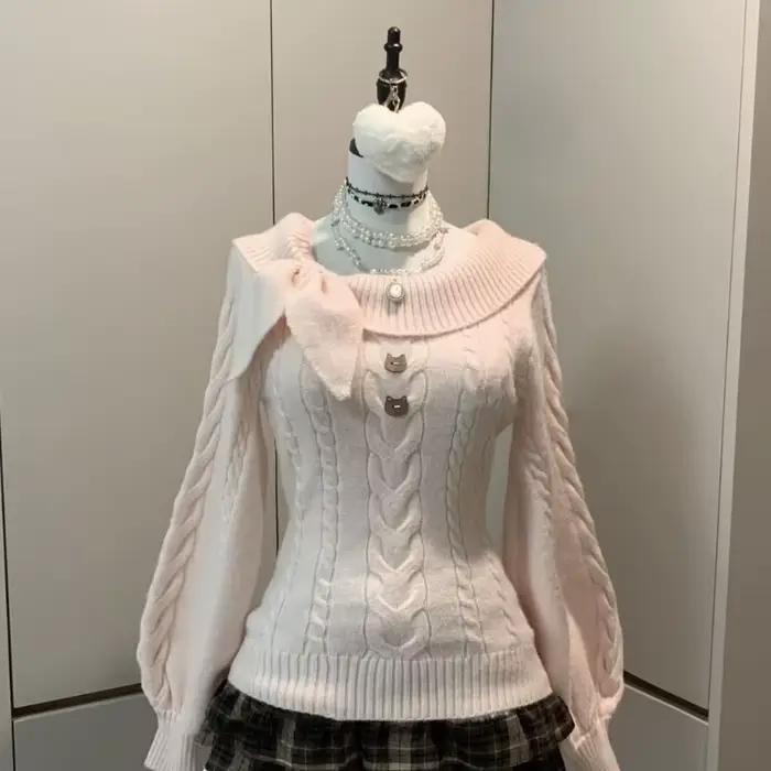Preppy Style doux tricoté pull 2000s esthétique Gyaru Chic coréen Y2k pull à manches longues Coquett