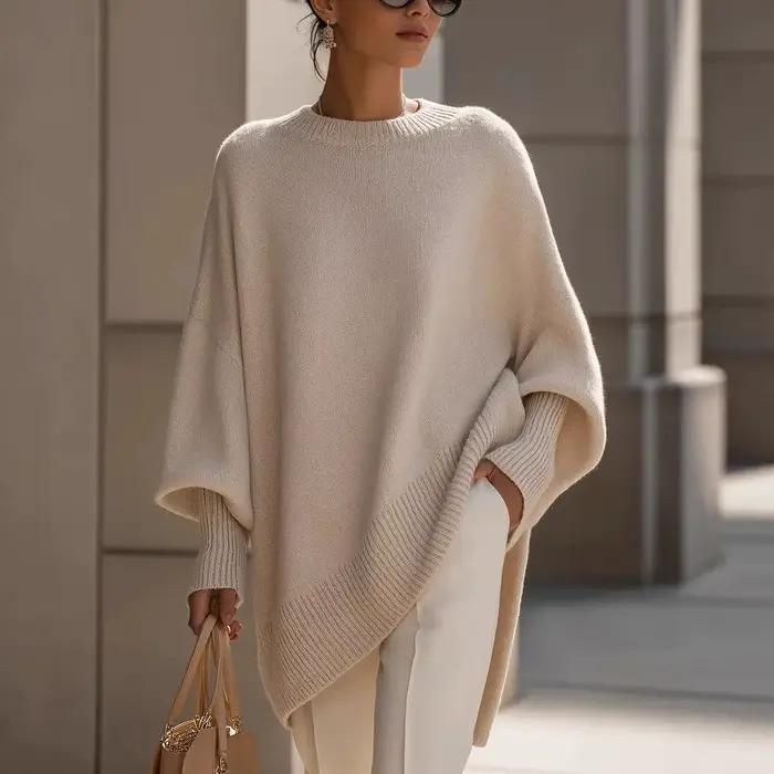 Pull oversize pour femme, automne/hiver 2026, col rond, pull en tricot pour femme, style ample et dé