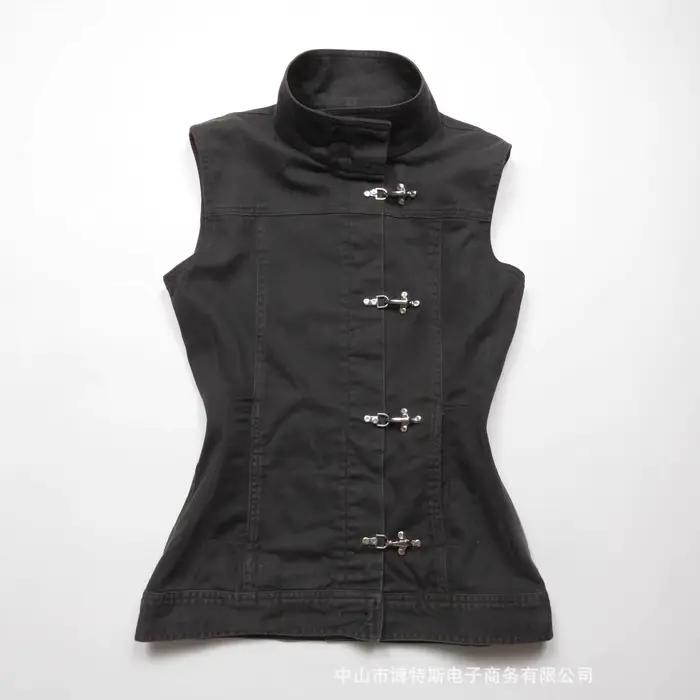 Nouveau gilet sans manches pour femme, style rétro chinois, col montant, simple boutonnage, doux et 