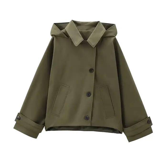 HXAO vert chaud hiver vestes à capuche femmes 2024 automne extérieur surdimensionné Bomber veste man