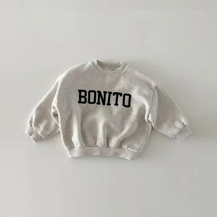 4500 bébé pull hiver 2024 lettre broderie bébé fille Sweatershirt Plus velours pull hauts pullover