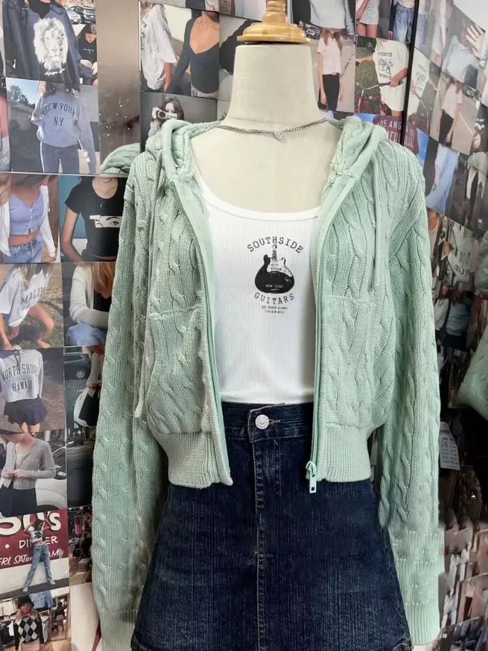 Pull cardigan à fleurs torsadées pour femmes, pull à manches longues, sweat à capuche, fermeture écl