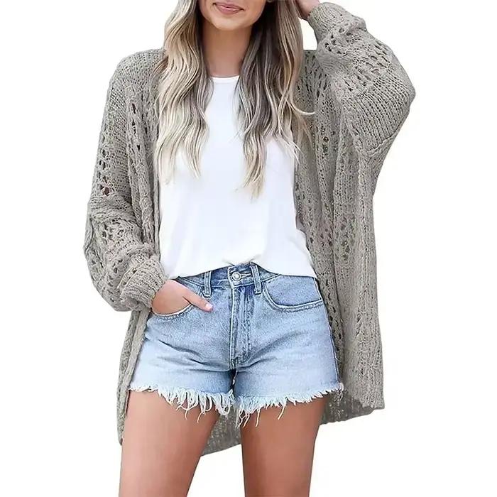 Cardigan au crochet vert foncé pull grande taille femme hiver tricot pull femme cardigan avec bouton
