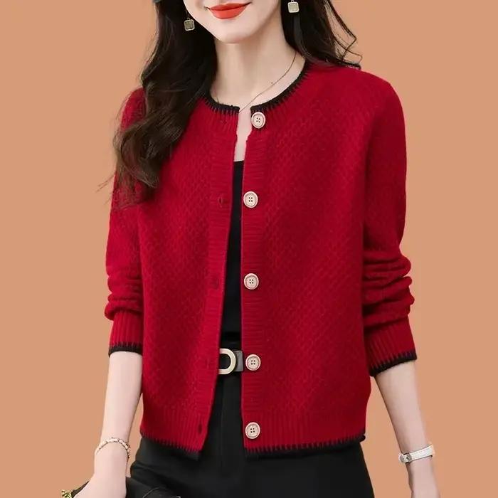 Cardigan en tricot pour femme, Nouveauté 2026, style Joker, veste courte d'automne, pull-over ample 
