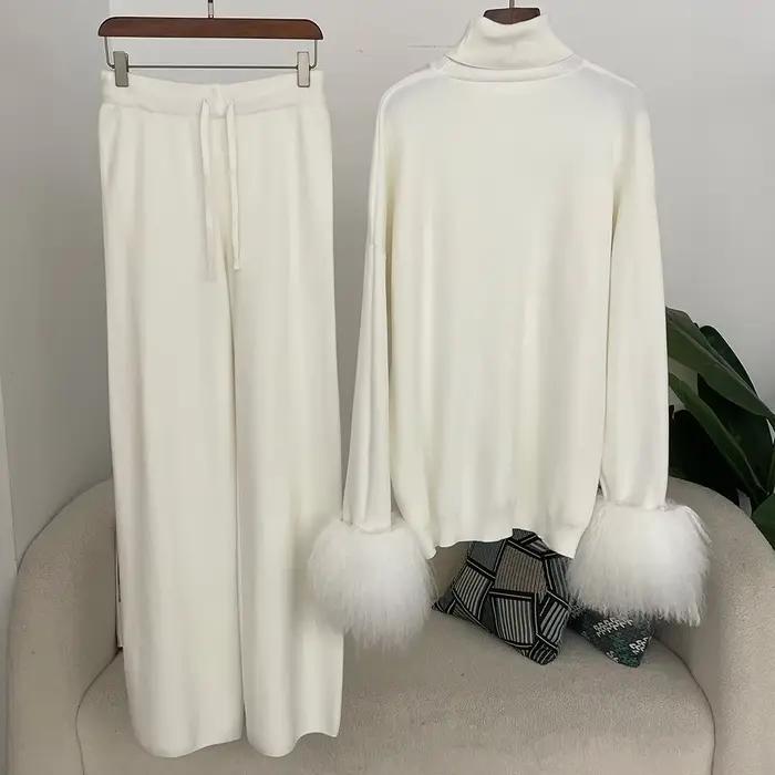 DEBAIFUR 2025 printemps automne Cardigan réel mongolie mouton fourrure pull femmes tricoté pantalons