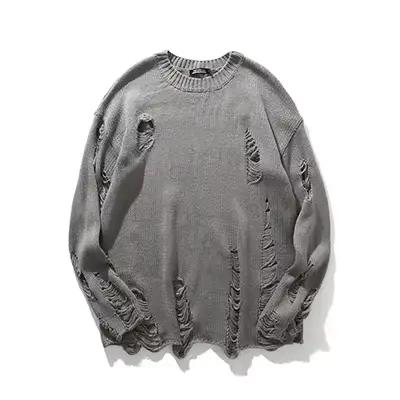 Pull unisexe déchiré avec trous de lavage, Streetwear, Hip Hop, mode, surdimensionné, assorti à tout