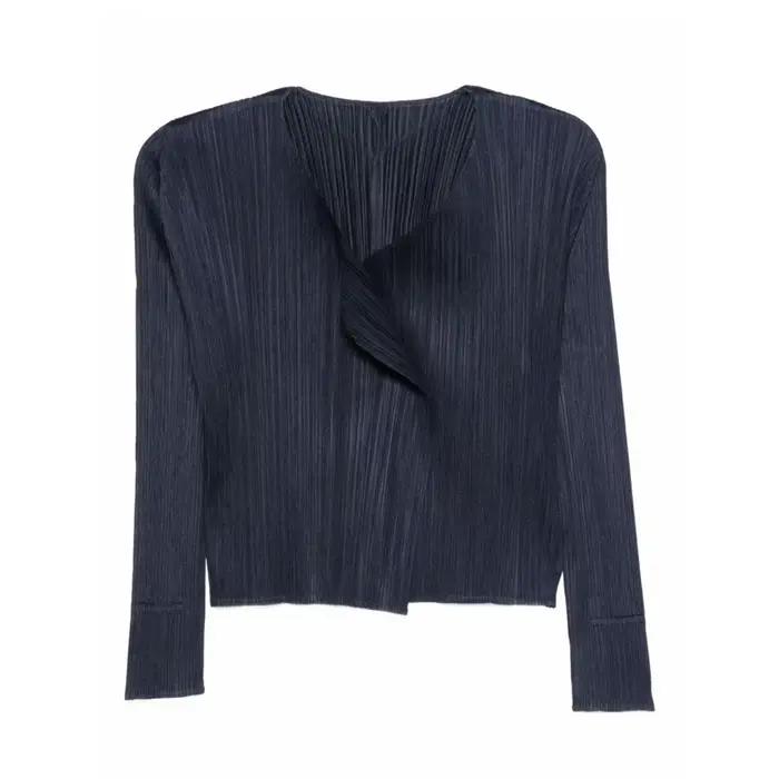 Cardigan plissé à manches longues Miyake, haut d'automne