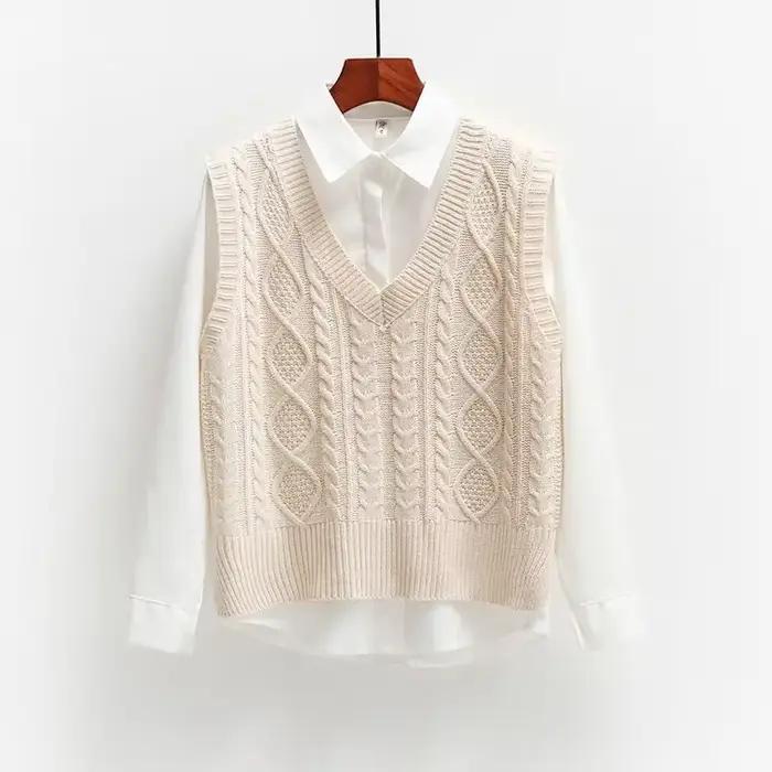 Pull en cachemire à col en V pour femme, haut jaune, noir, esthétique, Y2K, mode coréenne, jersey, n