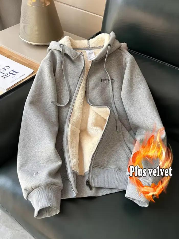 Pull à capuche doublé de sourire pour femme, optique, polyvalent, décontracté, cardigan à fermeture 