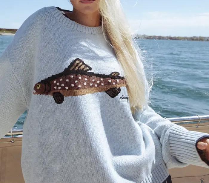 Pull ample et paresseux imprimé anguille pour femme, pull à col rond, nouveau Style automne-hiver, h