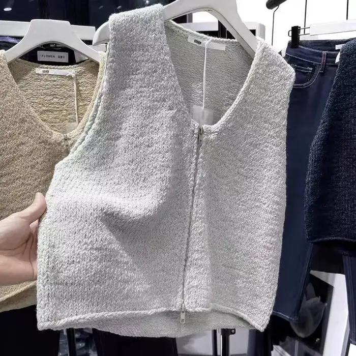 Gilet en laine à col en v pour femme, pull en cachemire, sans manches, couleur unie, chaud, doux, co