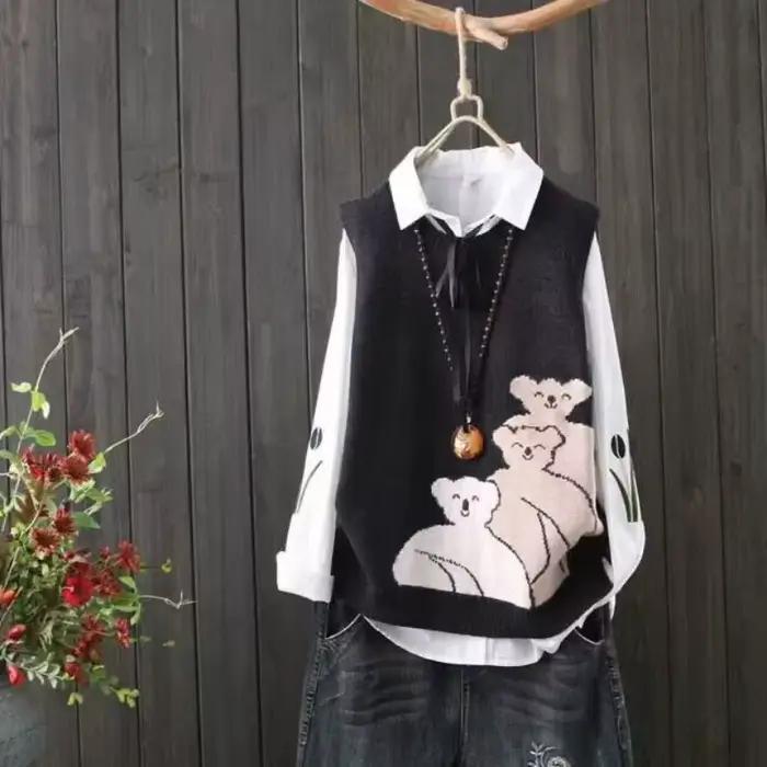 Gilets en tricot à col rond pour femmes, vêtements pour travailler le voyage, vêtements à la mode, h