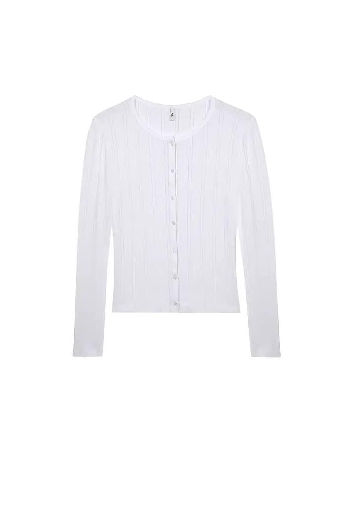 COUCOU-Cardigan à manches longues pour femmes, manteau blanc 107