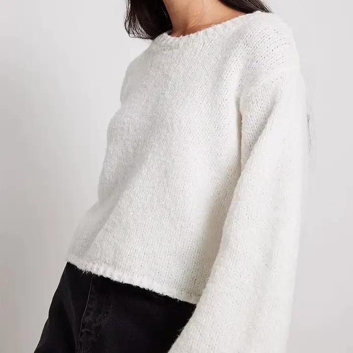 Pull tricoté rose à lacets pour femmes, dos nu, confortable, manches longues, grande taille, Pull am