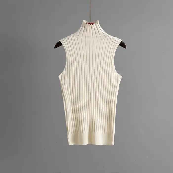 Cardigan Long pour femme, ensemble 3 pièces, pantalon en tricot, col haut, gilet, jambes larges, col