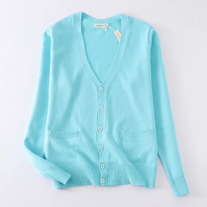 Nouveau pull solide bonbons femmes haut en tricot mode femme Cardigan printemps automne à manches lo