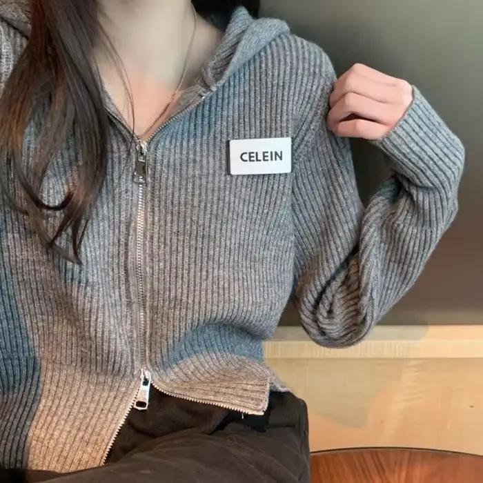 Pull à Capuche avec Fermeture Éclair pour Femme, Vêtement de Haute Qualité, Harajuku, à la Mode, M, 