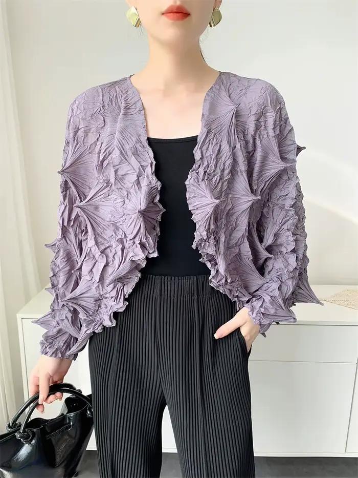 Veste plissée Miyake Pure faite à la main pour femme, nouvelle collection printemps-automne 2025, ca