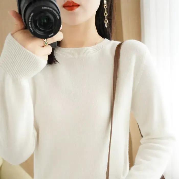 Pull fin à col rond pour femme, haut tricoté décontracté, sous-couche courte, à la mode, 18 couleurs