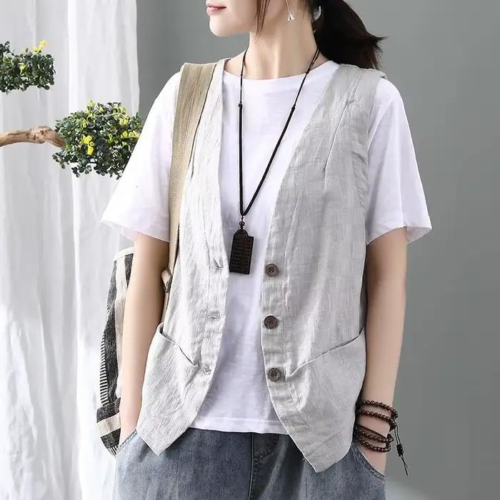 Gilets minimalistes à simple boutonnage pour femmes, vêtements d'extérieur rétro élégants, mode chic