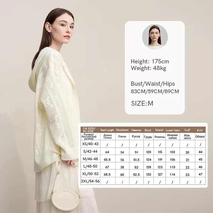 Cardigan Amii pour femme, nouvelle collection printemps 2026, en laine jacquard ajourée, tricoté, dé