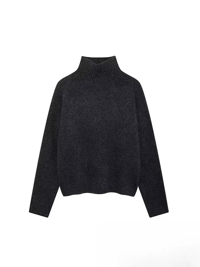KONDALA Vintage Chic femmes pull solide col rond à manches longues tricoté pull ample nouvelle mode 