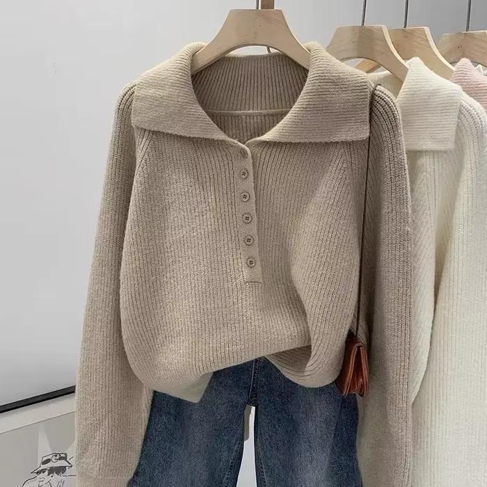 Pull surdimensionné à col rond pour femme, Style élégant, automne et hiver, nouveau Style, haut en t