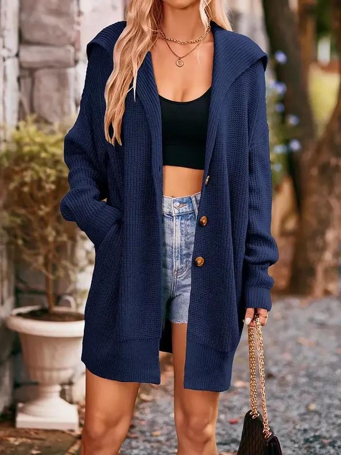 Cardigan Vintage à Manches sulfpour Femme, Pull Décontracté, Triblockchain, à lèvent Solides, à la M