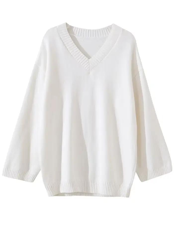 Pull Respiré pour Femme, Mode, Solide, Basique, Doux, Décontracté, Chic, Automne, Hiver