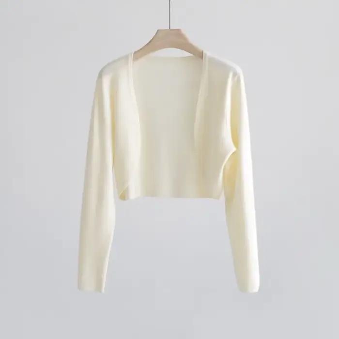 Cardigan en maille de soie glacée pour femme, fin, ouvert sur le devant, protection solaire, style b