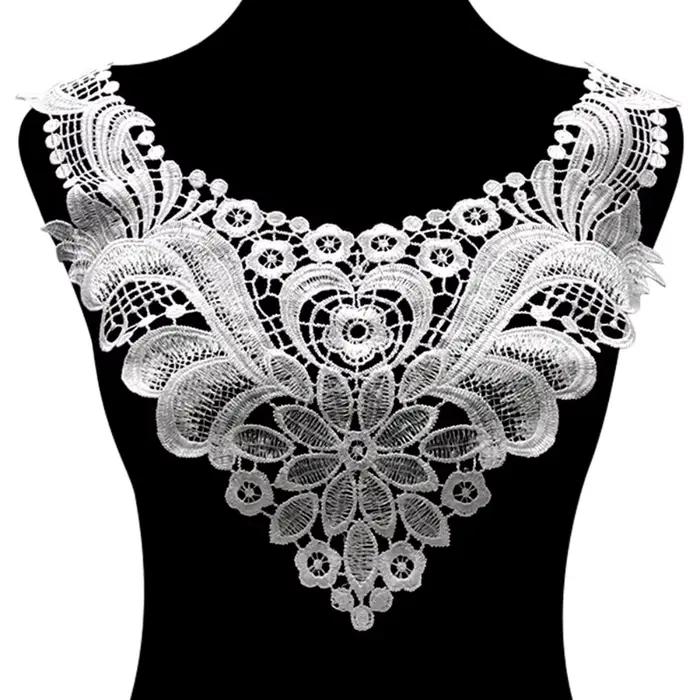 Col en dentelle creuse à broder soi-même, élégant, motif floral, accessoires vestimentaires, faux co