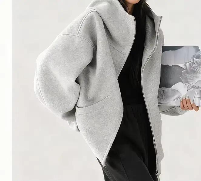 Sweat à capuche vêtements d'extérieur Cardigan à capuche mi-long automne et hiver épais sweat à capu