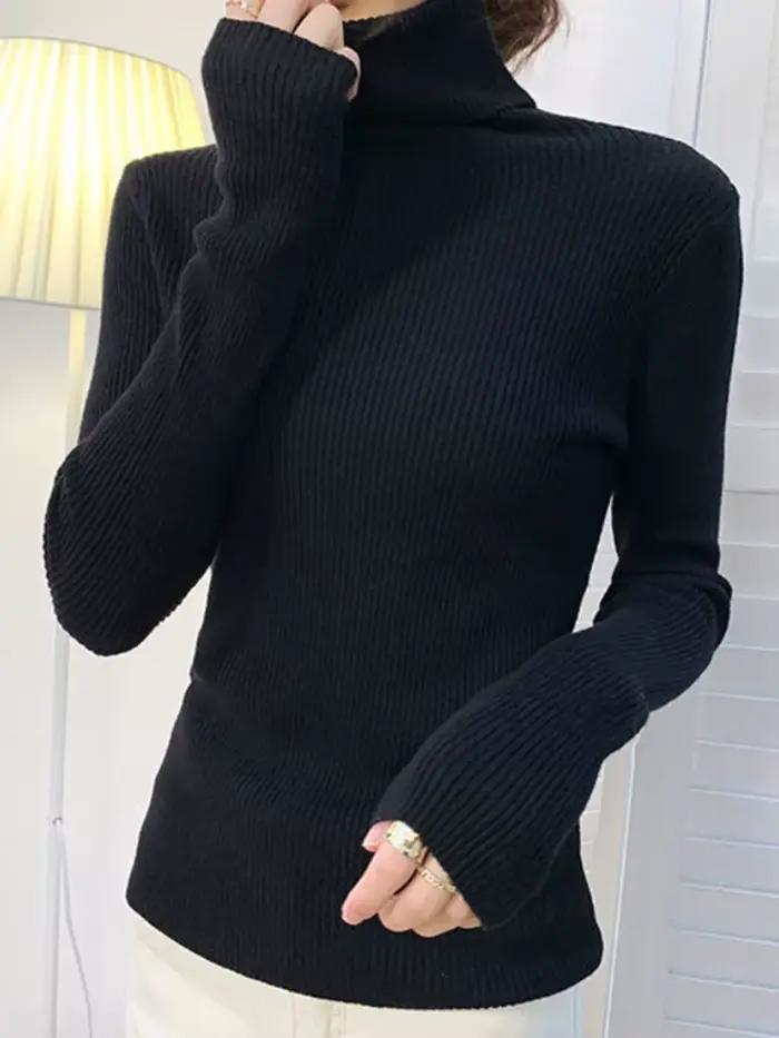 Heliar-Pull à col roulé pour femme, pulls basiques en cachemire doux, automne et hiver 2024