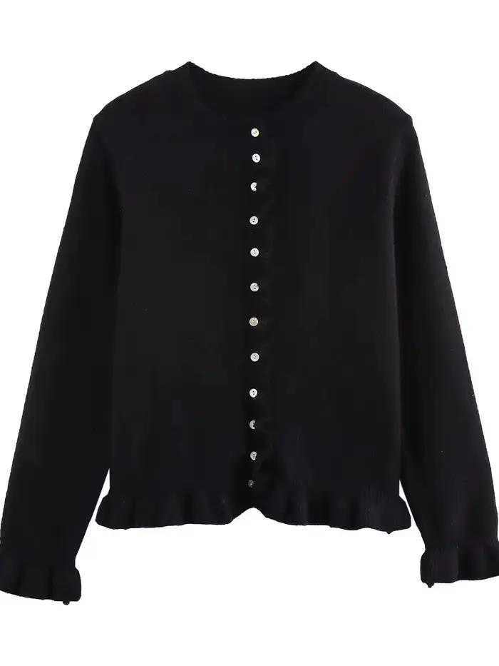 Cardigans en tricot polyvalents pour femme, design français, bleu marine, élégants, à superposition,
