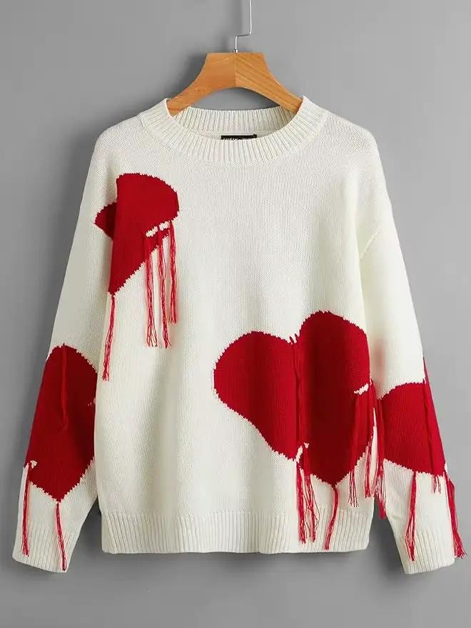Pull femmes Harajuku amour gland broderie surdimensionné pull femmes mode décontracté gothique pull 